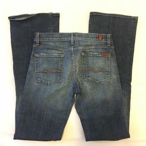 7 for All Mankind Jeans Dark Wash Low Rise Denim Flares - 28"